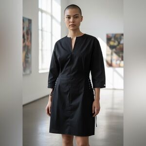 NWT Derek Lam Black Long Sleeve Dress w/ Lace up detail size 4